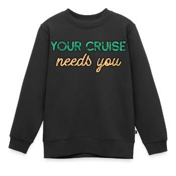 Ihre Kreuzfahrt braucht Sie | Fans von Kreuzfahrten - Kinder Premium Organic Sweatshirt - Schwarz - Vorne - AI Model Kid Female (0cm)