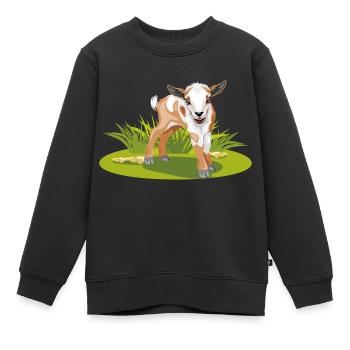 Niedliche Babyziege auf dem Rasen - Kinder Premium Organic Sweatshirt - Schwarz - Vorne - AI Model Kid Female (0cm)