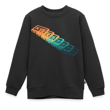 Cassette vintage - Sweat Premium enfant bio - noir - Devant - AI Model Kid Female (0cm)
