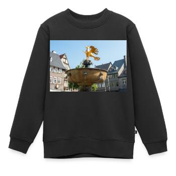marché historique des fontaines Goslar (Marktbrunnen) - Sweat Premium enfant bio - noir - Devant - AI Model Kid Female (0cm)