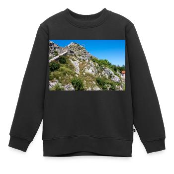 Festung Knin (Kninska tvrđava) Kroatien - Kinder Premium Organic Sweatshirt - Schwarz - Vorne - AI Model Kid Female (0cm)