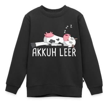 Wortspiel Kuh Akku Leer Kaffee Akkuh Aufladen - Kinder Premium Organic Sweatshirt - Schwarz - Vorne - AI Model Kid Female (0cm)