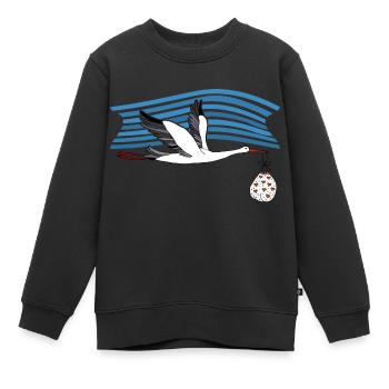 Cigogne - Sweat Premium enfant bio - noir - Devant - AI Model Kid Female (0cm)