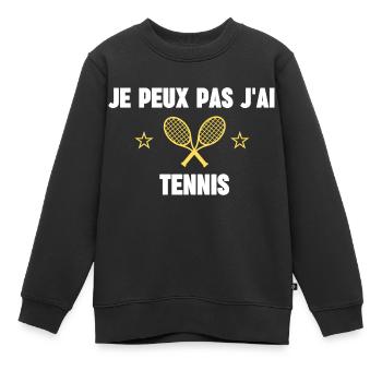 je peux pas j'ai tennis - Sweat Premium enfant bio - noir - Devant - AI Model Kid Female (0cm)
