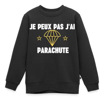 je peux pas j'ai parachute - Sweat Premium enfant bio - noir - Devant - AI Model Kid Female (0cm)