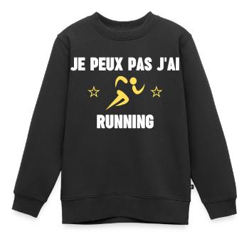 je peux pas j'ai running - Sweat Premium enfant bio - noir - Devant - AI Model Kid Female (0cm)