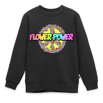 FLOWER POWER - Sweat Premium enfant bio - noir - Devant - AI Model Kid Female (0cm)