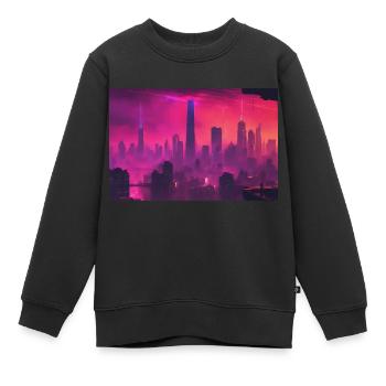 New York Skyline im CyberPunk Blade Runner Style - Kinder Premium Organic Sweatshirt - Schwarz - Vorne - AI Model Kid Female (0cm)
