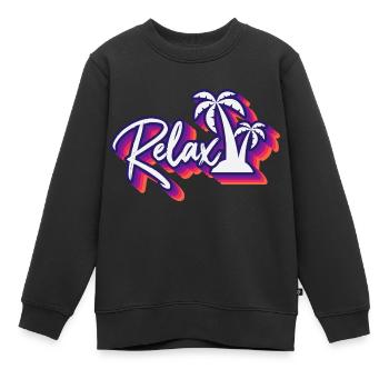 Tropische Gelassenheit: Entspannen Sie sich im Palmenparadies - Kinder Premium Organic Sweatshirt - Schwarz - Vorne - AI Model Kid Female (0cm)