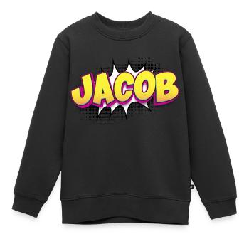 Jacob Benutzerdefinierter Name Comic-Stil Pop-Art, Jacob - Kinder Premium Organic Sweatshirt - Schwarz - Vorne - AI Model Kid Female (0cm)
