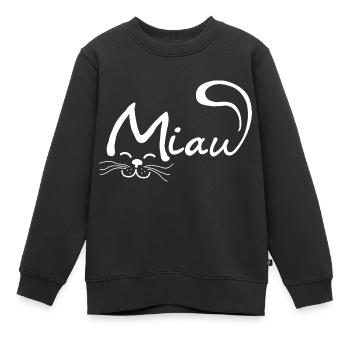 Miau Katze - Kinder Premium Organic Sweatshirt - Schwarz - Vorne - AI Model Kid Female (0cm)