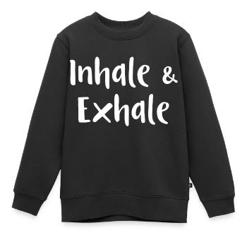 Drôles de dictons inspirent expirer - Sweat Premium enfant bio - noir - Devant - AI Model Kid Female (0cm)