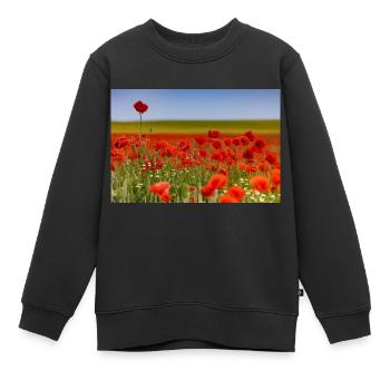 Champ de coquelicots - Sweat Premium enfant bio - noir - Devant - AI Model Kid Female (0cm)