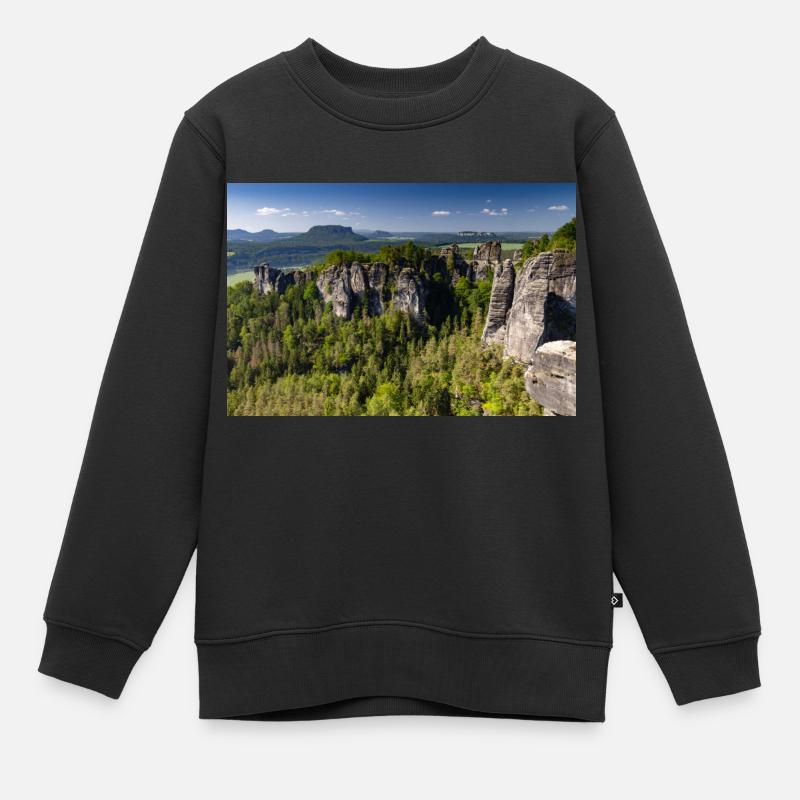 Bastei in der Sächsischen Schweiz - Kinder Premium Organic Sweatshirt - Schwarz