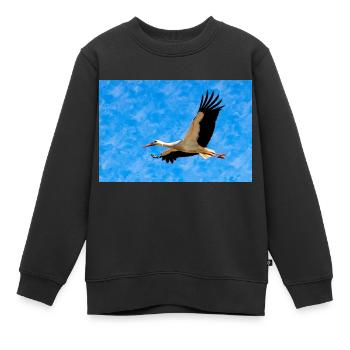 Cigogne en vol - Sweat Premium enfant bio - noir - Devant - AI Model Kid Female (0cm)