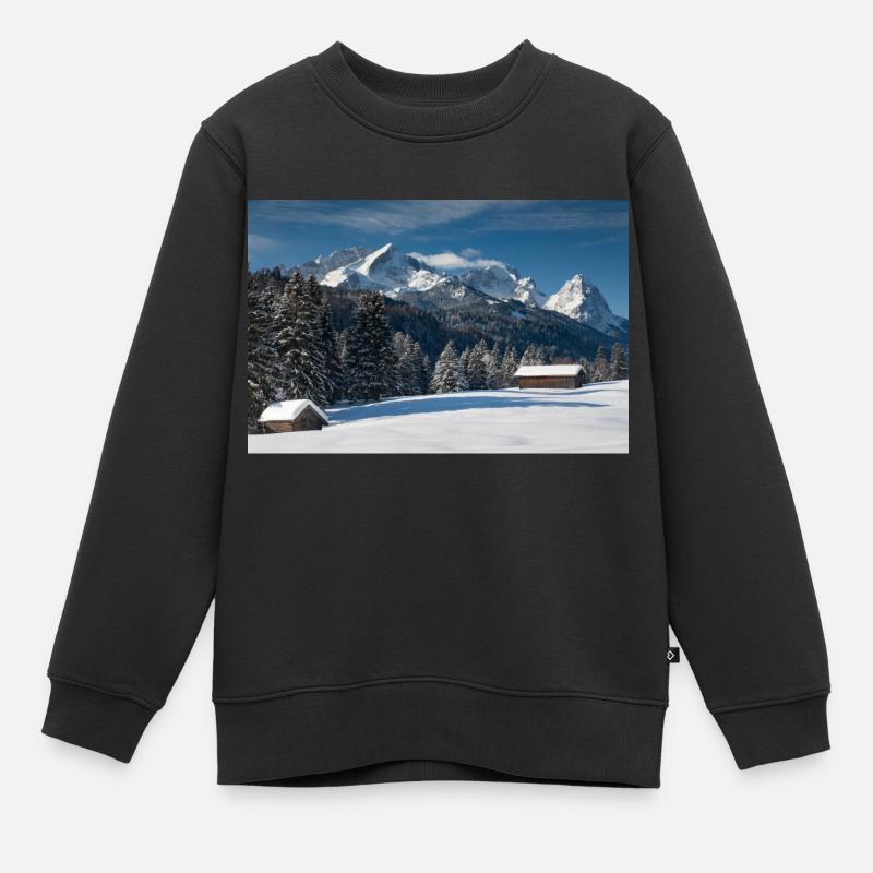 Winterstimmung mit Zugspitze - Kinder Premium Organic Sweatshirt - Schwarz