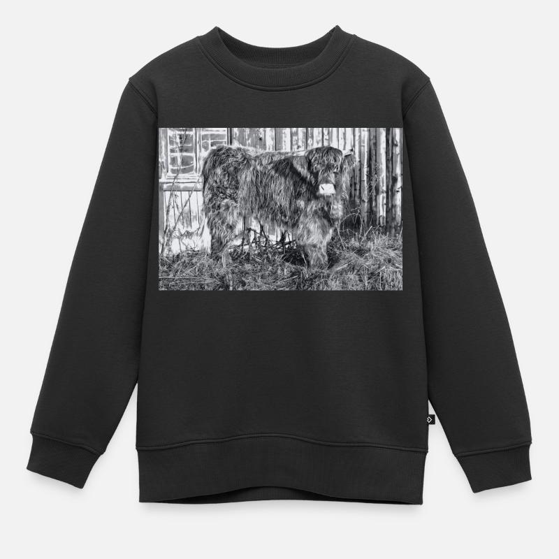 Bovins Highland - Sweat Premium enfant bio - noir