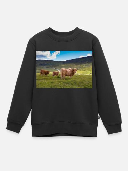 Schottische Hochlandrinder - Kinder Premium Organic Sweatshirt - Schwarz