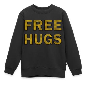 Free Hugs Golden - Kinder Premium Organic Sweatshirt - Schwarz - Vorne - AI Model Kid Female (0cm)