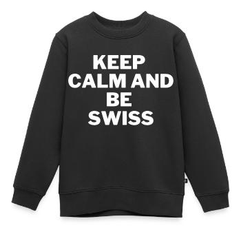Être suisse - Sweat Premium enfant bio - noir - Devant - AI Model Kid Female (0cm)