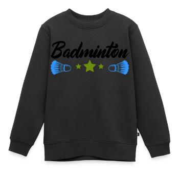 badminton - Sweat Premium enfant bio - noir - Devant - AI Model Kid Female (0cm)