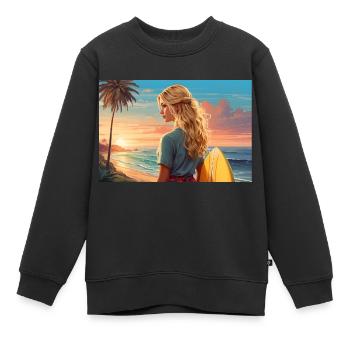 Surfer-Girl - Kinder Premium Organic Sweatshirt - Schwarz - Vorne - AI Model Kid Female (0cm)