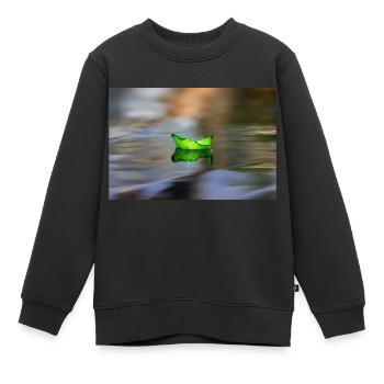 le pétale de rose verte sur l'eau - Sweat Premium enfant bio - noir - Devant - AI Model Kid Female (0cm)