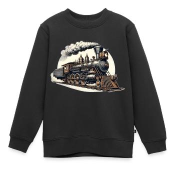 Western Dampflok-Dampflok Grafik - Kinder Premium Organic Sweatshirt - Schwarz - Vorne - AI Model Kid Female (0cm)