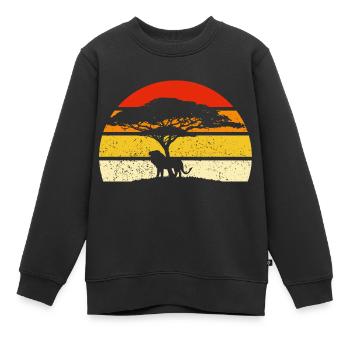 Lion sous un arbre safari afrique - Sweat Premium enfant bio - noir - Devant - AI Model Kid Female (0cm)