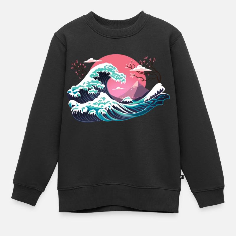 Hokusai Winter - Sweat Premium enfant bio - noir