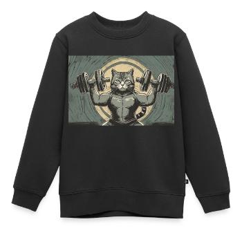 Wortspiel mehrdeutiger deutscher Ausdruck - Muskelkater - Kinder Premium Organic Sweatshirt - Schwarz - Vorne - AI Model Kid Female (0cm)