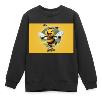 Jeu de mots expression ambiguë – HapBee (Abeille heureuse) - Sweat Premium enfant bio - noir - Devant - AI Model Kid Female (0cm)