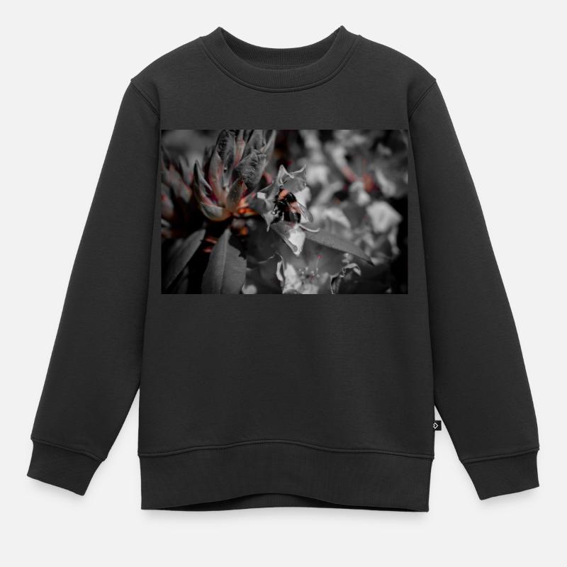 Hummel bei der Nektarernte - Kinder Premium Organic Sweatshirt - Schwarz