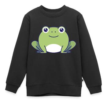 Frog - Kids Premium Organic Sweatshirt - black - Front - AI Model Kid Female (0cm)