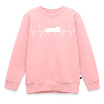 Remorqueur d’avion Pushback Pusher Heartbeat ECG - Sweat Premium enfant bio - rose - Devant - AI Model Kid Female (0cm)