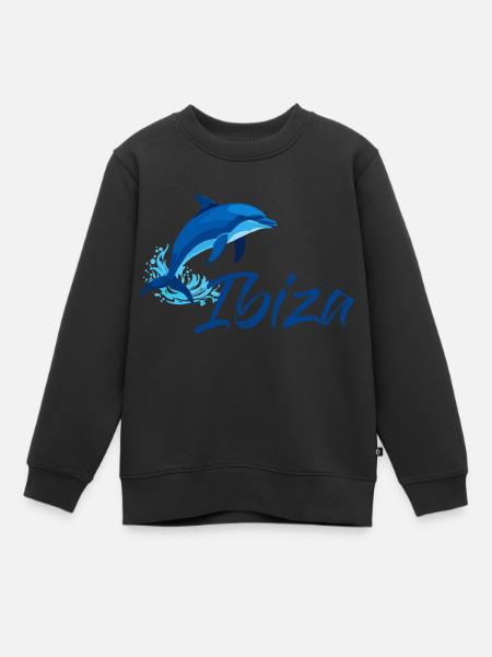 Ibiza Urlaub mit Delfin - Kinder Premium Organic Sweatshirt - Schwarz