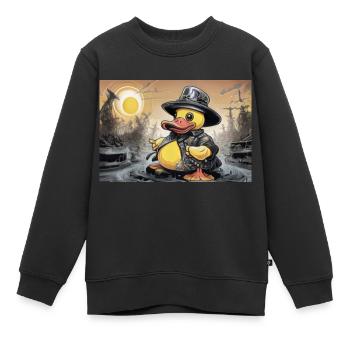 Heavy Metal Badeente Bernd - Kinder Premium Organic Sweatshirt - Schwarz - Vorne - AI Model Kid Female (0cm)