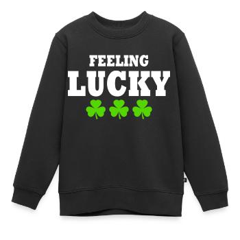 feeling lucky - Kids Premium Organic Sweatshirt - black - Front - AI Model Kid Female (0cm)