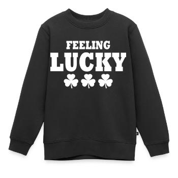 feeling lucky - Kids Premium Organic Sweatshirt - black - Front - AI Model Kid Female (0cm)