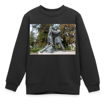 Statue des mythologischen Ringkampfes - Kinder Premium Organic Sweatshirt - Schwarz - Vorne - AI Model Kid Female (0cm)