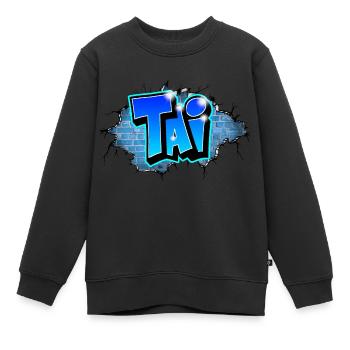 Graffiti TAI Wand Riss Blauer Ziegel - Kinder Premium Organic Sweatshirt - Schwarz - Vorne - AI Model Kid Female (0cm)