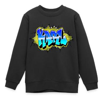 Graffiti KARL Wall Crack Ziegel Gelb - Kinder Premium Organic Sweatshirt - Schwarz - Vorne - AI Model Kid Female (0cm)