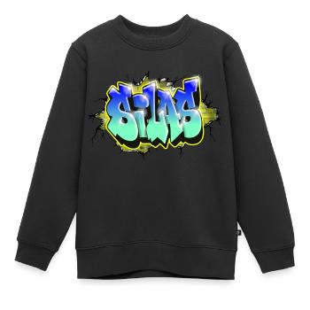 Graffiti SILAS scratch gift ANNIVERSAIRE NAISSANCE - Sweat Premium enfant bio - noir - Devant - AI Model Kid Female (0cm)