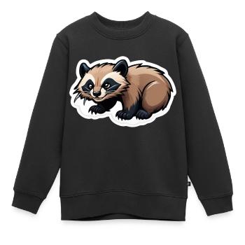 Vielfraß Baby Skandinavien Wildtier Sticker Järv - Kinder Premium Organic Sweatshirt - Schwarz - Vorne - AI Model Kid Female (0cm)