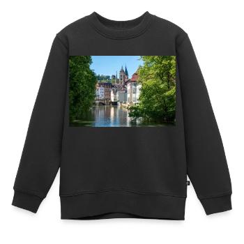 Stadtbild von Esslingen am Neckar von der Agnesbrücke aus - Kinder Premium Organic Sweatshirt - Schwarz - Vorne - AI Model Kid Female (0cm)
