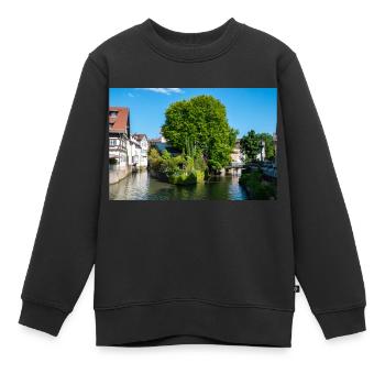 Stadtbild von Esslingen am Neckar von der Agnesbrücke aus - Kinder Premium Organic Sweatshirt - Schwarz - Vorne - AI Model Kid Female (0cm)