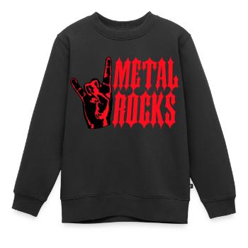 Heavy Metal Rocks Hard Rock Musique Texte Disant Logo - Sweat Premium enfant bio - noir - Devant - AI Model Kid Female (0cm)
