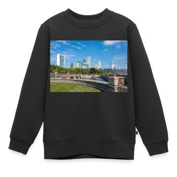 Panorama de la ville de Niagara et des chutes du Niagara - Sweat Premium enfant bio - noir - Devant - AI Model Kid Female (0cm)