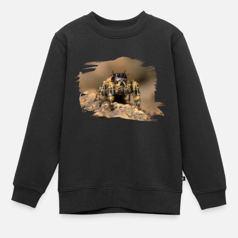 phidippus otiosus jumping spider, spring spinne - Kinder Premium Organic Sweatshirt - Schwarz