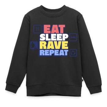 Mangez, dormez, rave Répétez la vie de fête - Sweat Premium enfant bio - noir - Devant - AI Model Kid Female (0cm)